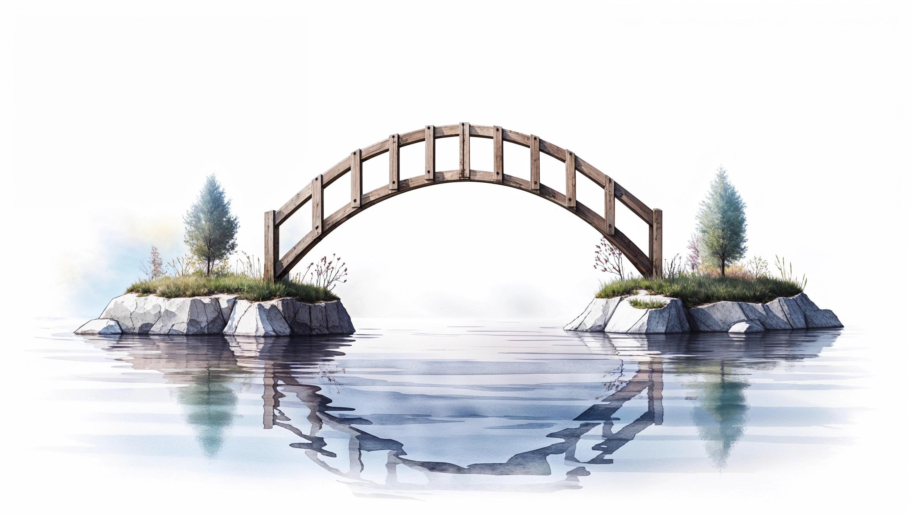 Digital illustration of a peaceful landscape with books